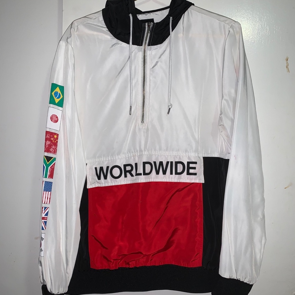 multicolored windbreaker